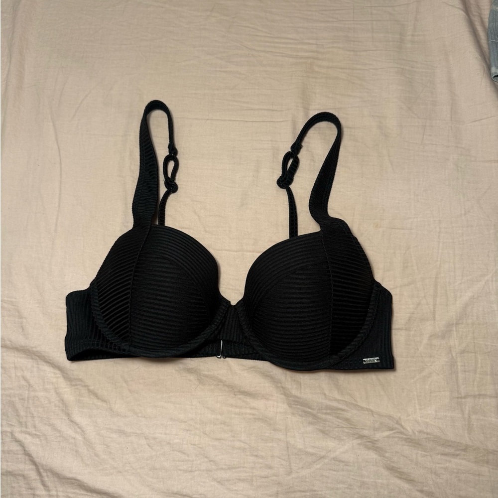 PINK Victoria's Secret Black Textured Bikini Top